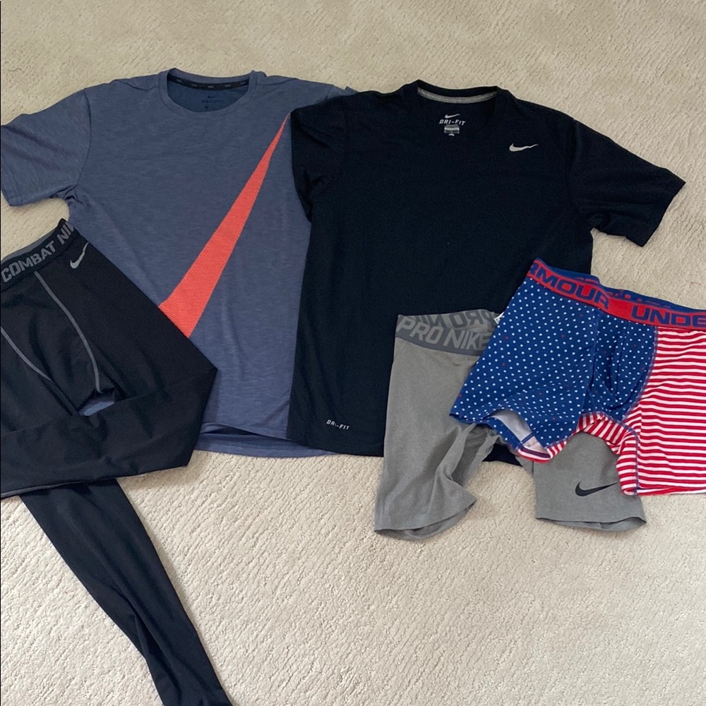 Nike Performance bundle and UA Patriotic Briefs. 2 shirts, 2 briefs and 1 pant.
